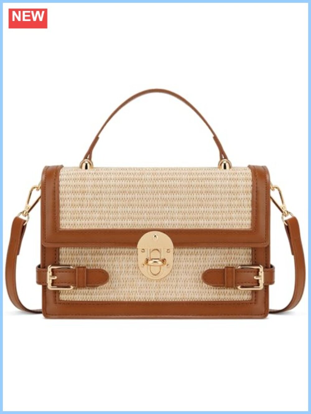 Straw Crossbody Bag Woven Vegan Leather Beach Purse